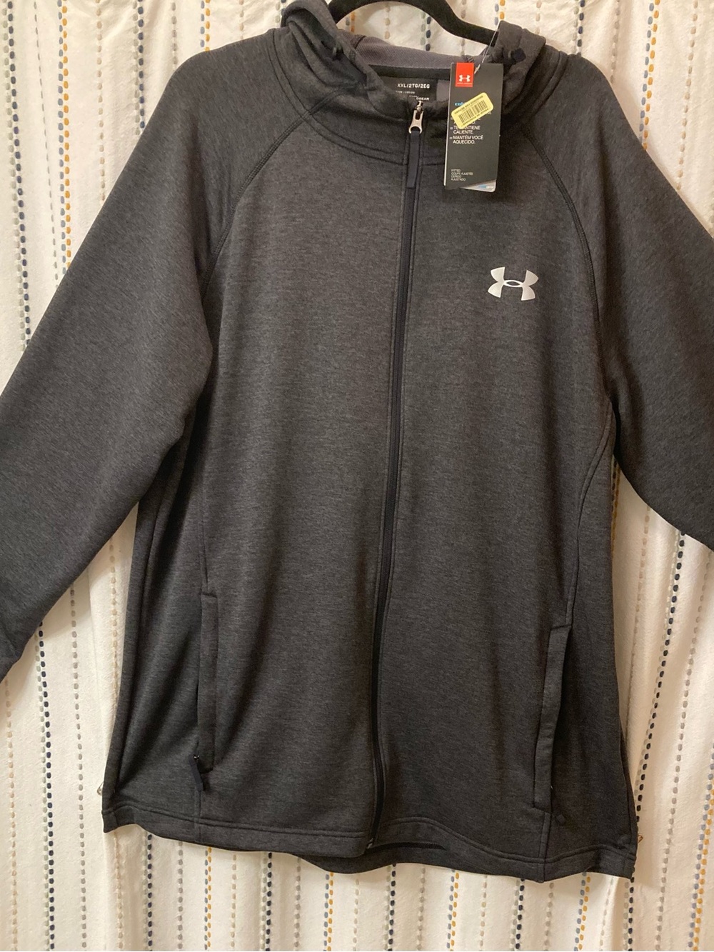 Under Armour Mens Charcoal Gray Full-Zip Hooded Jacket